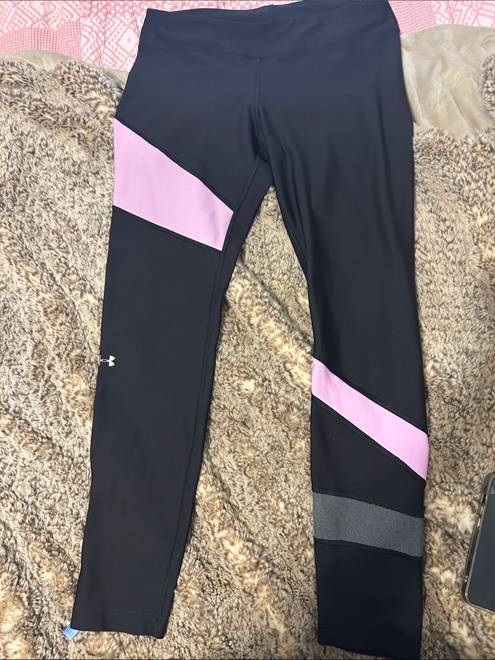 Under Armour Black Leggings with Pink Accent -Compression Leggings
